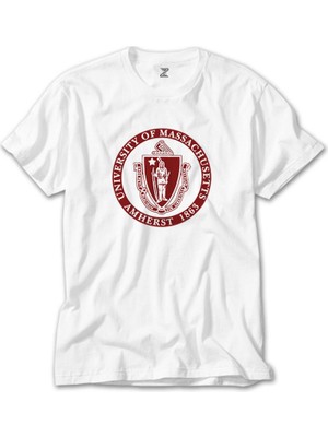 Crows Gate Massachusetts University Logo Beyaz T-Shirt