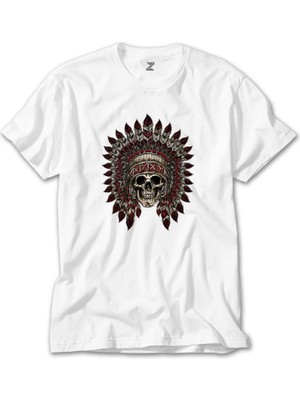Crows Gate Kızıldereli Skull Apache Beyaz T-Shirt