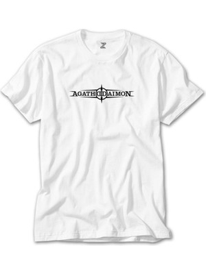 Crows Gate Agathodaimon Logo Beyaz T-Shirt