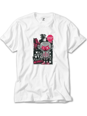 Crows Gate Bad Monkey Animation Beyaz T-Shirt