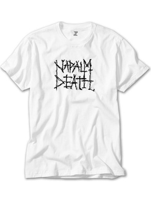Crows Gate Napalm Death Logo Symboll Beyaz T-Shirt