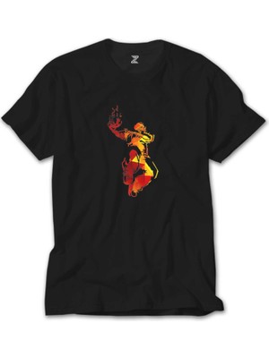 Crows Gate Red Basketball Silhouette Siyah Tişört