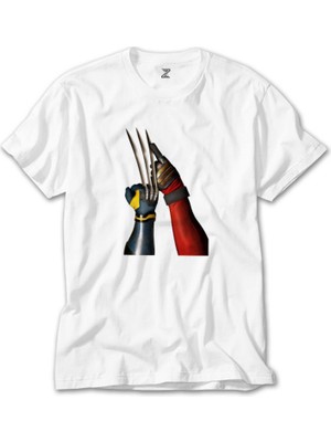 Crows Gate Deadpool Wolverine Poster Beyaz T-Shirt