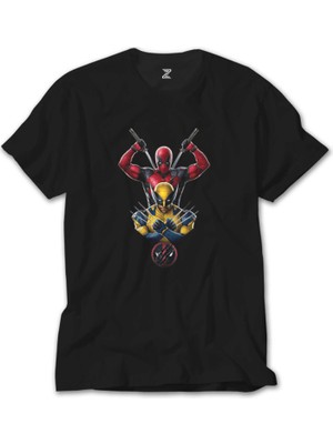 Crows Gate Deadpool Wolverine Warrios Siyah T-Shirt