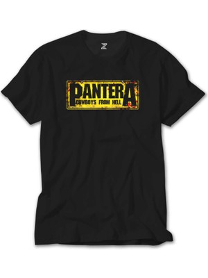 Crows Gate Pantera Cowboys From Hell Text Siyah T-Shirt