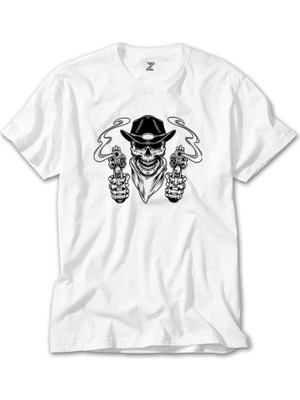 Crows Gate Kovboy Skull Bandana Beyaz T-Shirt