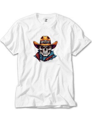 Crows Gate Kovboy Skull Sherif Beyaz T-Shirt