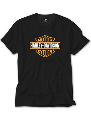 Crows Gate Harley Davidson Cycles Logo Siyah T-Shirt