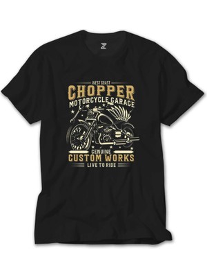 Crows Gate West Coast Chopper Motorcycle Siyah T-Shirt
