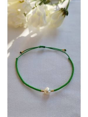 Mediterian Yeşil İnci Dizi Bileklik, Tatlı Su İncili, Şık ve Zarif Takı