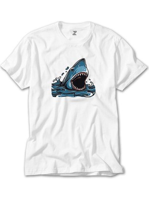 Crows Gate Shark Cartoon Beyaz T-Shirt