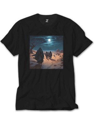 Crows Gate Caravan Advancing In The Moonlight Siyah T-Shirt