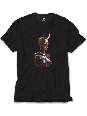 Crows Gate Gold Horns Woman Siyah T-Shirt