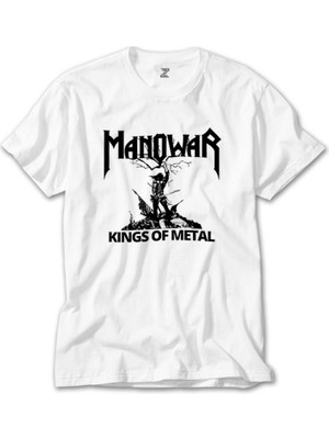 Crows Gate Manowar Kings Of Metal Black Beyaz Tişört