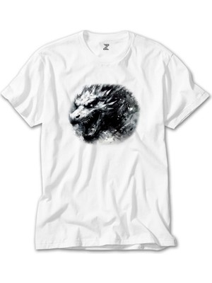 Crows Gate Dragon Pencil Drawing Beyaz Tişört