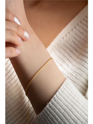 Mediterian 925 Ayar Gümüş Altın Kaplama İtalyan Sade Zincir Bileklik