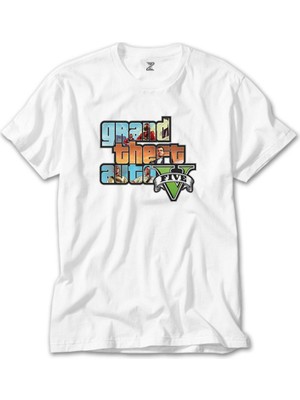 Crows Gate Grand Theft Auto Five Mans Beyaz Tişört