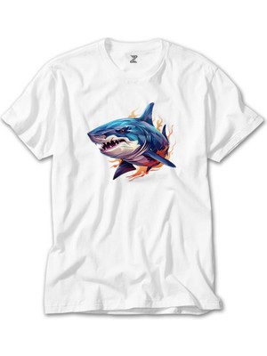Crows Gate Color Shark Beyaz Tişört