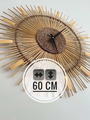 Woodhub 60 Cm El Yapımı Doğal Bambu Dekoratif Duvar Saati