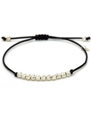 Mediterian 925 Ayar Gümüş Siyah Doğal Taş Bileklik, Kadın, Şık ve Zarif Takı