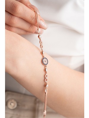 Mediterian 925 Ayar Gümüş Pembe Sonsuzluk Nazar Bileklik, şık ve anlamlı aksesuar