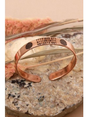 Mediterian El Yapımı Sayı Sekanslı Saf Bakır Bileklik, Şık ve Uygun Tasarım
