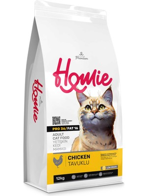Homie Düşük Tahıllı Tavuklu Yetişkin Kedi Maması 12KG