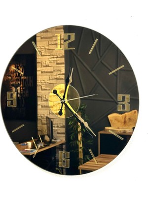 Woodhub Duvar Saati Bronz Aynalı 48 Cm Duvar Saati