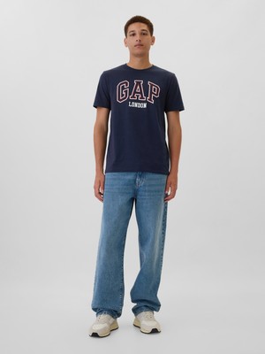 Gap Erkek Lacivert Everyday Soft Gap London Logo T-Shirt