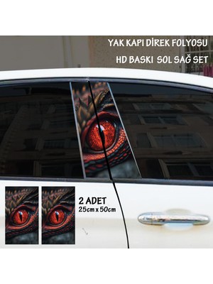 Fresh Ejderha Yılan Göz Baskılı Folyo 2Adet Set - Oto Kapı Kaplama Sticker Tuning Görünüm