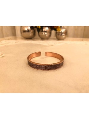 Mediterian Şık motifli saf bakır bileklik, unisex tasarım, geçmeli, metalik renk