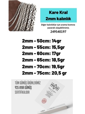 Mediterian Erkek Gümüş Kolye - 2mm Kare Kral Model 925 Ayar Gümüş Erkek Kolye Zincir 249540197