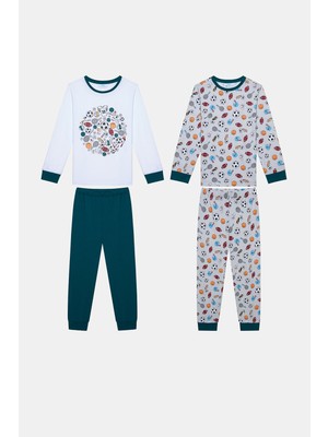 Penti Pamuklu Erkek Çocuk Sporty 2li Çok Renkli Pijama Takımı