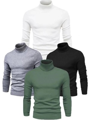 Zenwave  Zenwave  4 Adet Unisex Kaşkorse Boğazlı Full Likralı Fitilli Body Kazak