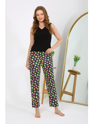 Moda Çizgi Kadın Penye Smile Desenli Tek Alt Pijama 27537