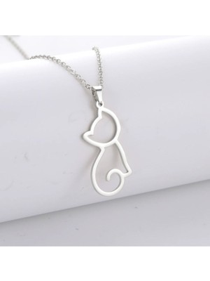 Mediterian Beyaz minik kedi kolye, şık ve zarif 925 ayar takı, zirkon taşlı aksesuar