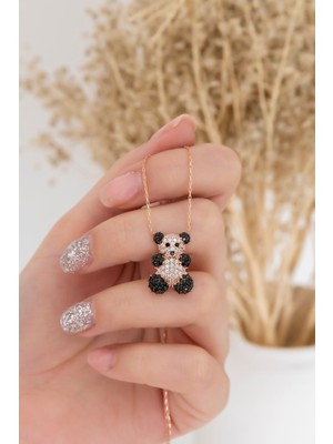 Mediterian Kadın Rose Gold Panda Kolye 925 Ayar