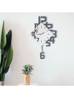 Woodhub Modern Büyük Boy Geometrik Sallanan Sarkaçlı Ev Ofis Duvar Saati