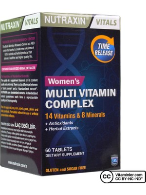Nutraxin  Nutraxin Women's Multi Vitamin Complex 60 Tablet Kapsül İçerikli Takviye Edici Gıda