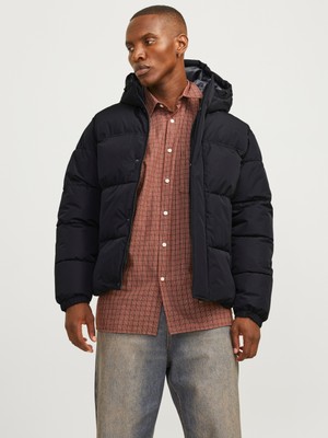 Jack & Jones Jack Jones Jjebradley Puffer Hood Sn Erkek Siyah Mont 12256974-02