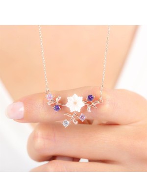 Mediterian Bahar esintili rose renkli gümüş kolye, zarif ve şık aksesuar seçeneği