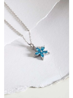 Mediterian Zarif Gümüş Kolye, Rodyum Kaplama, Zirkon Taş, Şık ve Parlak Takı