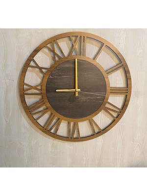 Woodhub Dekoratif Ahşap Salon Duvar Saati 50  cm