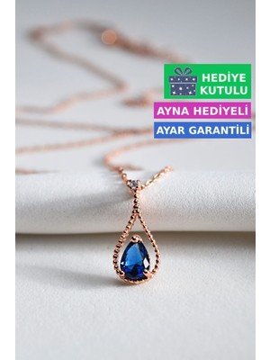 Mediterian Pembe Taşlı 925 Ayar Gümüş Kadın Kolye, Rose Altın Kaplama, Zarif Takı