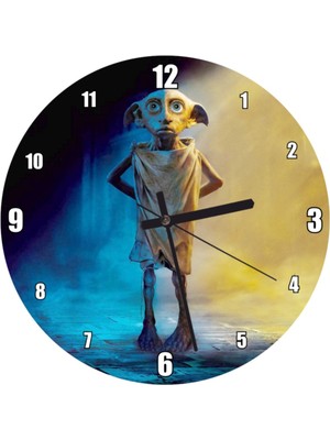 Woodhub Dobby Ev Elf Harry Potter Görseli Duvar Saati (Çap 50 x 50  cm  )