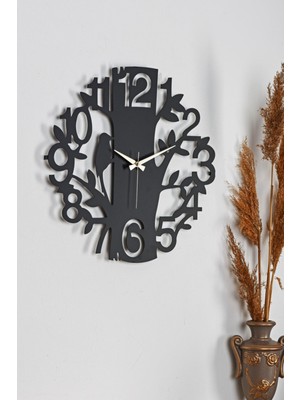 Woodhub Muyika Uccelo Yeni Koleksiyon Dekoratif Metal Siyah Sessiz Mekanizma Duvar Saati 41 x 41 cm  Mds-41