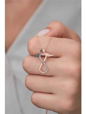 Mediterian 925 Ayar Gümüş Pembe Sonsuzluk Kolye, Zarif ve Şık Takı Hediye