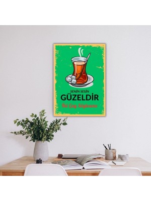 Çılgıntrend Çay Ahşap Retro Poster  20 x 28 cm