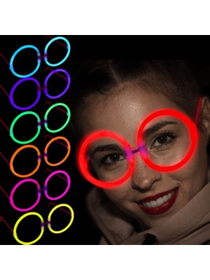 Çerçici Ramby Arsyy  Glow Stick Parti Gözlüğü Glow Partisi Yuvarlak Şekilli Fosforlu Gözlük 6 Adet