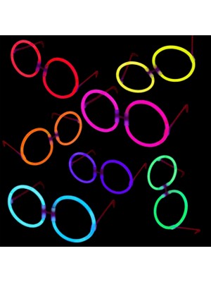 Çerçici Ramby Arsyy  Glow Stick Parti Gözlüğü Glow Partisi Yuvarlak Şekilli Fosforlu Gözlük 6 Adet